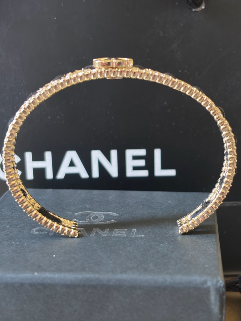 Chanel Gold and black Bangle Bracelet - Picture 3 of 12